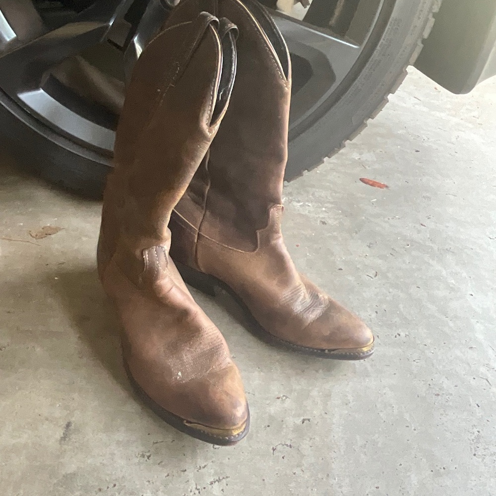 Vintage Brown Leather Cowboy Boots